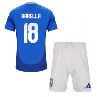 Italien Nicolo Barella #18 Heimtrikotsatz Kinder EM 2024 Kurzarm (+ Kurze Hosen)